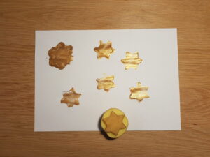 Testtryk af kartoffelstempel